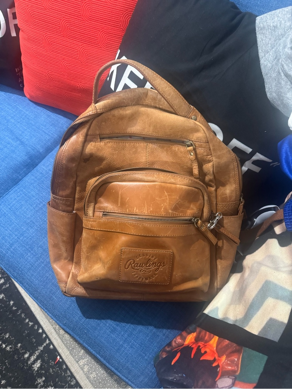 Rawlings Tan Leather Backpack for Men